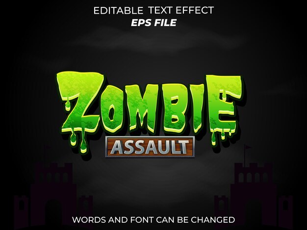 zombie text effect font editable typography 3d text for badge game