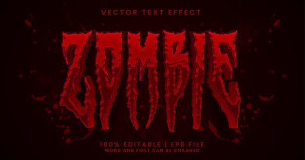 Vettore stile di effetto testo modificabile orrore del testo zombie