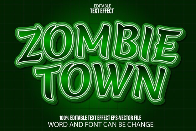 Vector zombie town editable text effect modern style