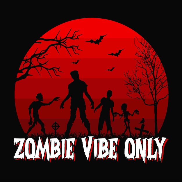 Zombie vibe alleen Halloween citaten t-shirt ontwerp vectorafbeelding