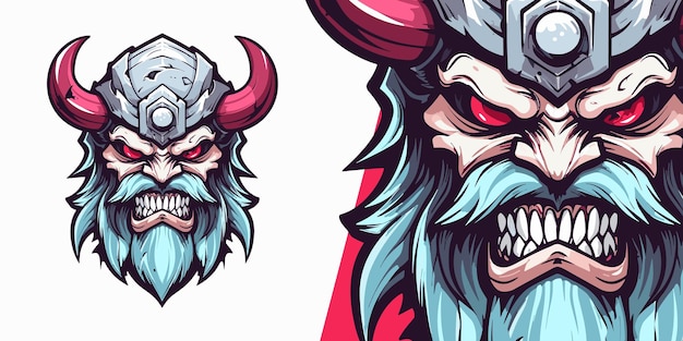 Zombie Viking Logo Mascot Epic Illustration Vector Graphic for Gaming Teams