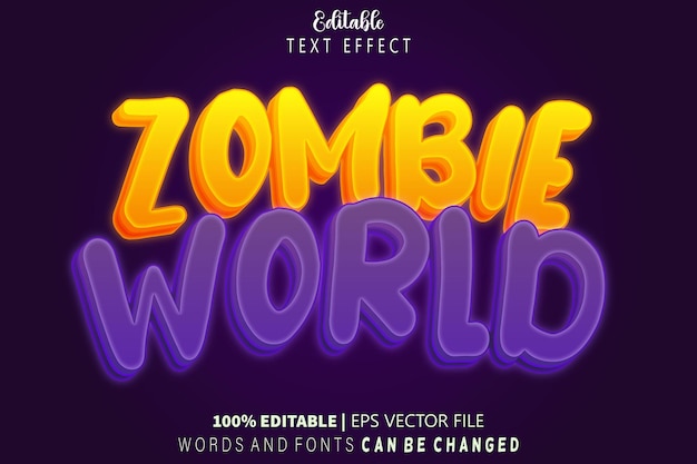 Zombie World bewerkbaar teksteffect reliëf cartoonstijl