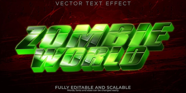 Vector zombie world editable text effect halloween and scary text style