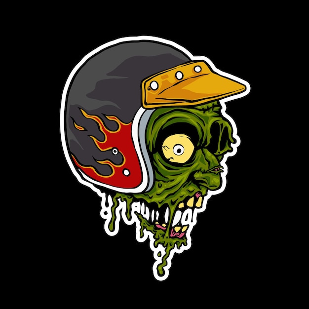 Vector zombiehoofd met een racehelm