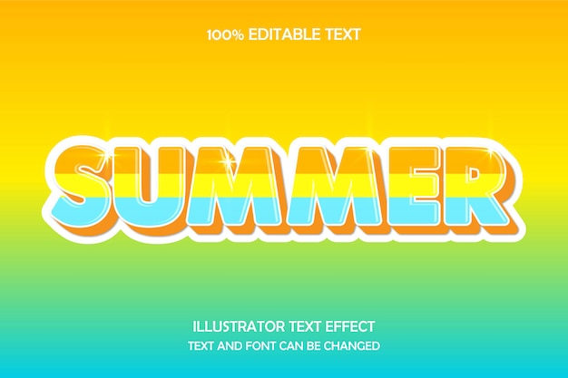 Zomer, 3d bewerkbaar teksteffect moderne reliëf verblindende stijl