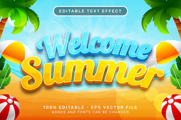 zomer 3d teksteffect en bewerkbaar teksteffect met een strandachtergrond