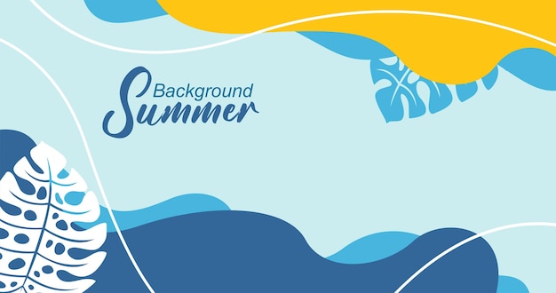 Zomer achtergrond met tropische bladeren Vector illustratie in trendy platte stijl