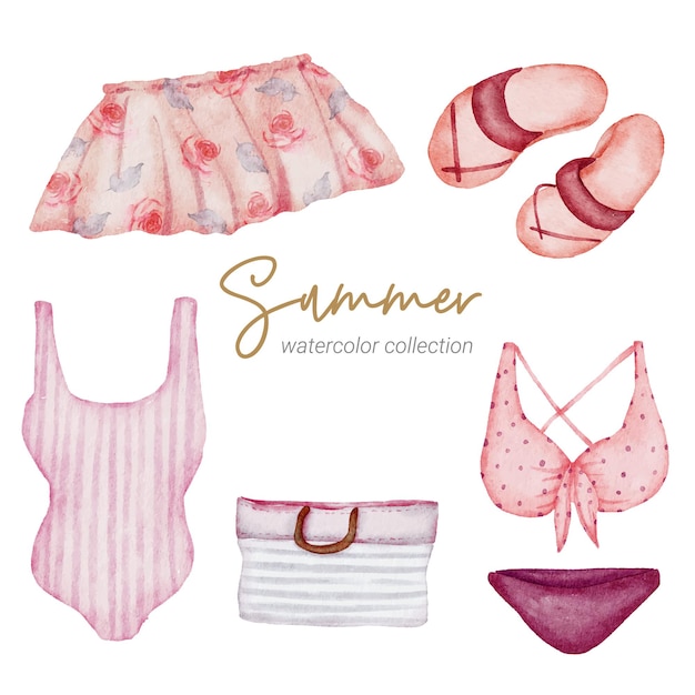 Zomer aquarel element collectie