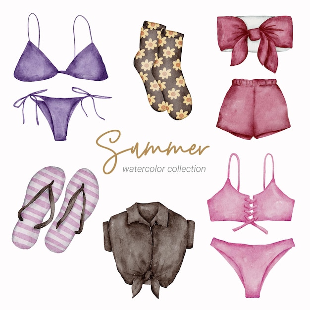 zomer aquarel element collectie