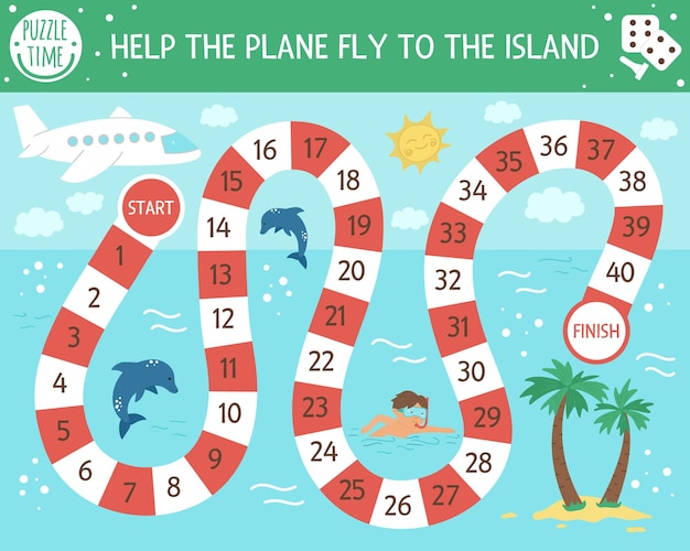 Zomer avontuur bordspel voor kinderen met vliegtuig