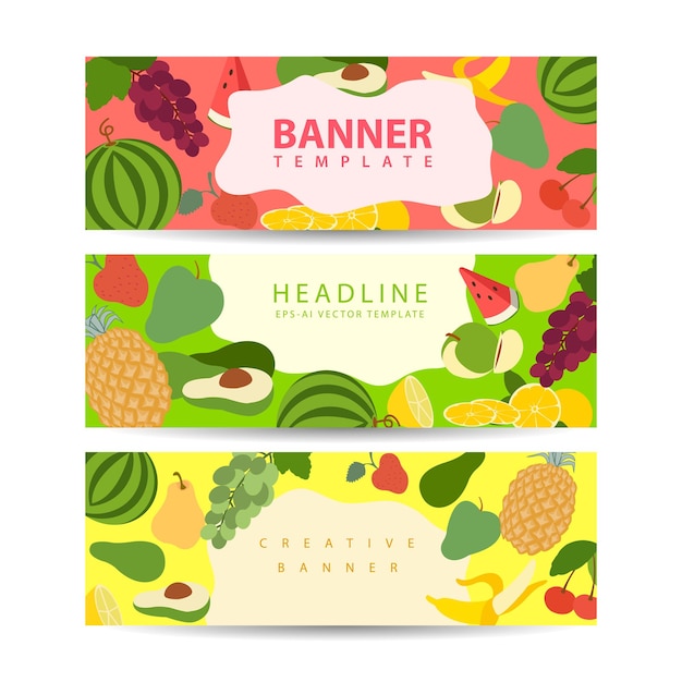 Zomer banner met tropisch fruit als vector illustratie sjabloon