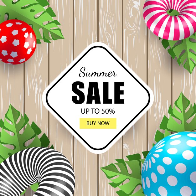 Zomer banner verkoop met 3d-ballen