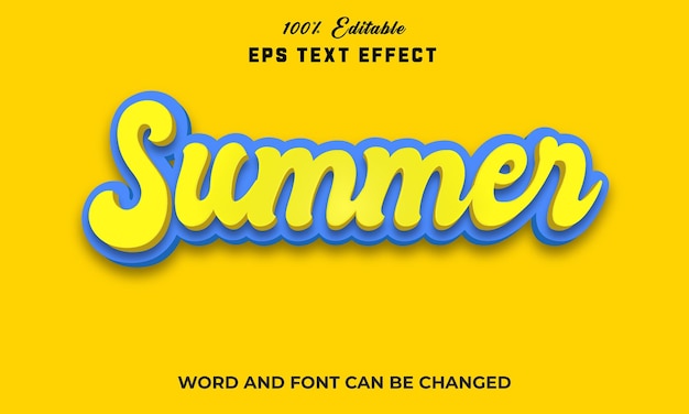 Vector zomer bewerkbare 3d-teksteffectstijl