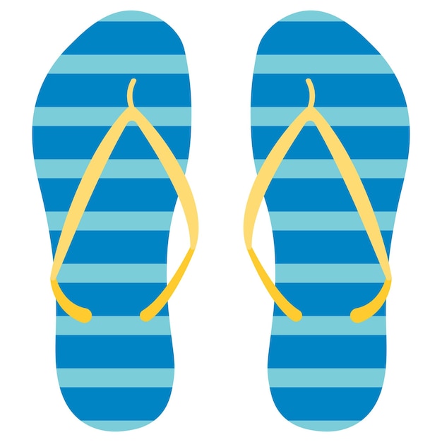 Vector zomer blauw gestreepte flip flops platte vectorillustratie