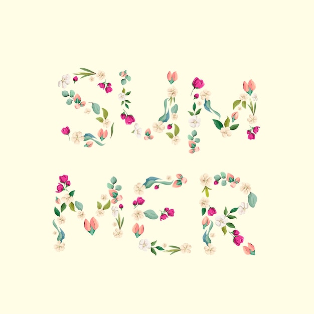 Zomer Bloemlettering Vectorillustratie