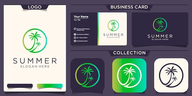 Zomer boom palm logo vector pictogrammalplaatje