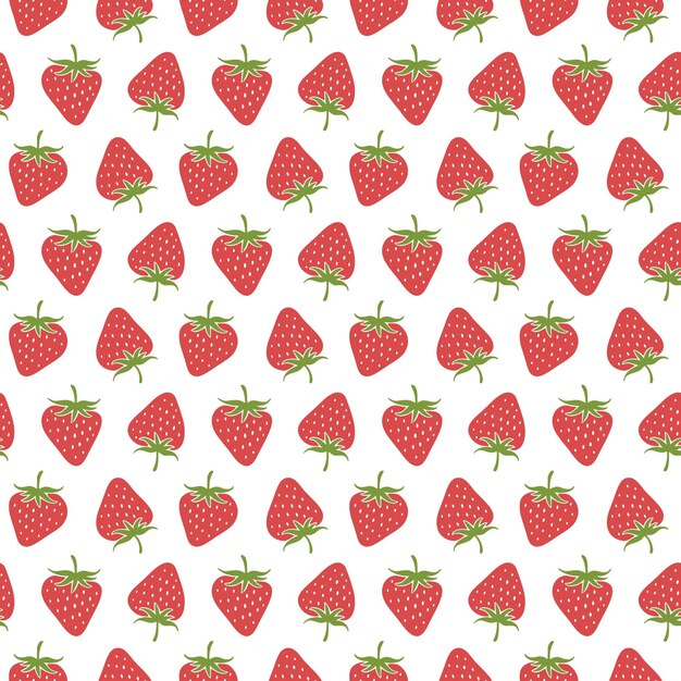 Vector zomer doodle handgetekende aardbeien naadloos patroon decoratief aardbeien textuur textiel ontwerp