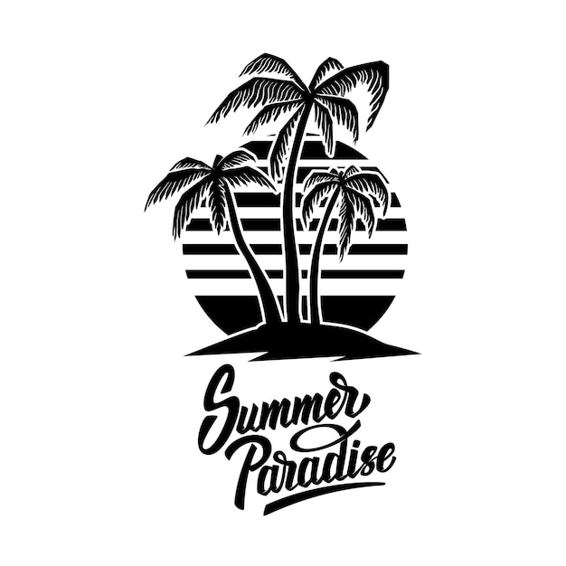 Zomer embleem met palmen. ontwerpelement voor logo, label, teken, poster, t-shirt.