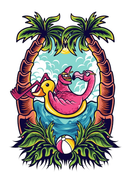 Zomer Flamingo illustratie