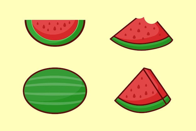 Vector zomer fruit watermeloen cartoon stijl illustratie ontwerp