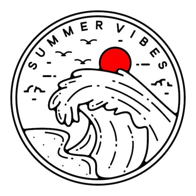 zomer golf monoline vintage outdoor badge ontwerp