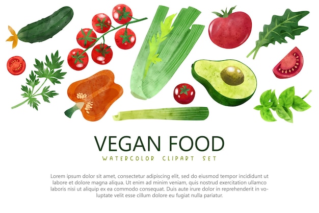 Zomer groenten banner hand getekende aquarel illustratie