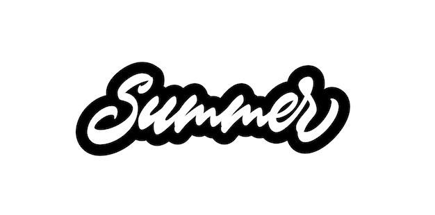 Zomer hand belettering logo vector tekst voor gebruik in tee print ontwerp word zomer handgeschreven kalligrafische tekst in een moderne stijl