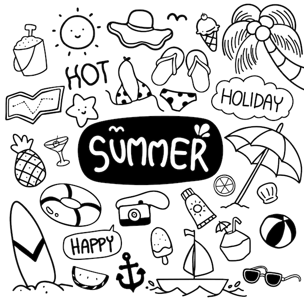 Zomer hand getrokken doodles vector