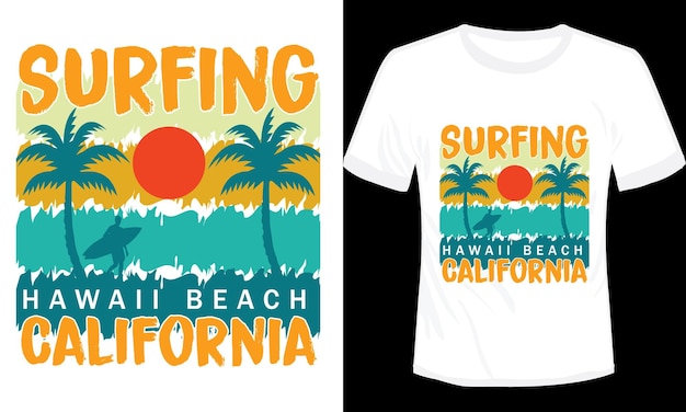 Zomer Hawaii Beach Californië Tshirt Design Zomer vectorillustratie