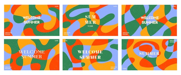 Zomer heldere illustraties set voor poster kaart cover label banner in moderne minimalistische stijl met