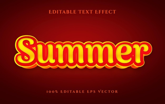 Zomer hete 3d rood geel bewerkbare vector teksteffect stijl