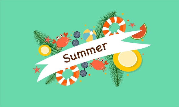 Zomer illustratie vector dag voor zomertijd achtergrond en zomer vibesx9