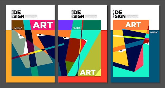 Zomer kleurrijke kunst- en muziekfestivalposter en voorbladsjabloon voor evenementmagazine en webbanner