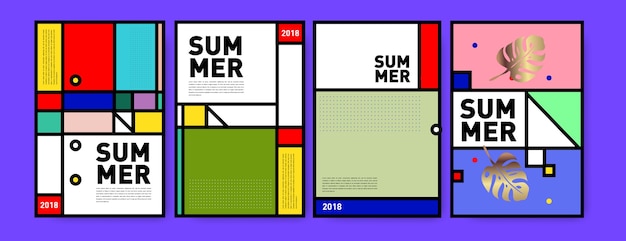 Zomer memphis minimalistische poster set