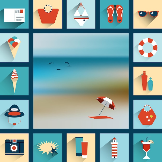 Zomer platte pictogram concept.