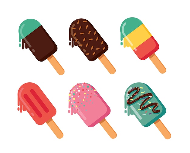 Zomer popsicles geïsoleerde vector illustratie