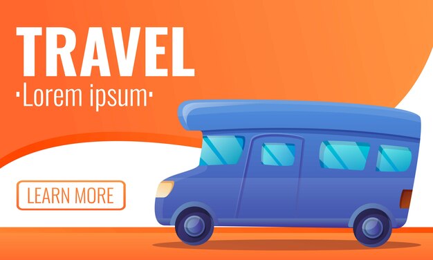 Vector zomer reizen auto banner, cartoon stijl