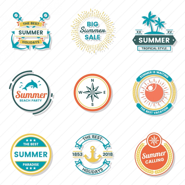 Vector zomer retro vector logo voor banner, poster, flyer