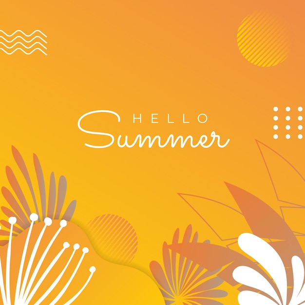 Zomer social media banner met bloemen en tropisch zomerblad. Instagram-postsjabloon met zomerthema