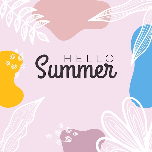 Zomer social media banner met bloemen en tropisch zomerblad.