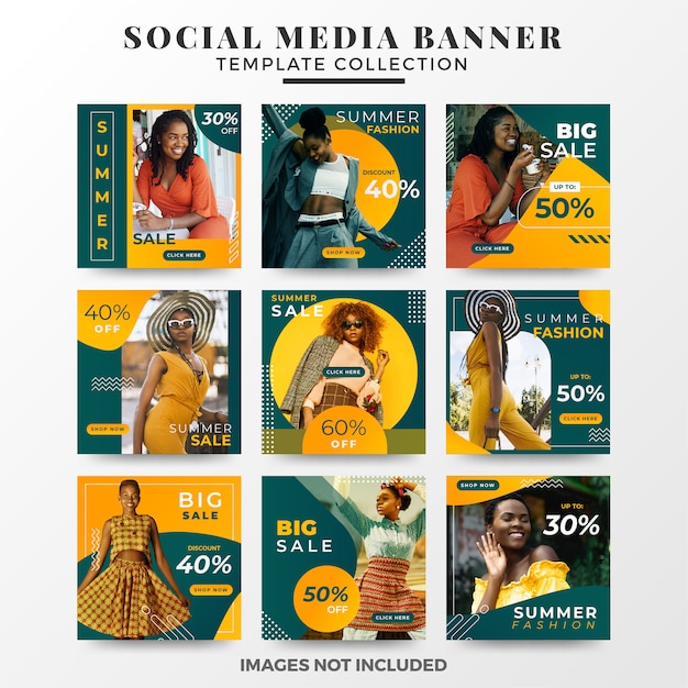 Zomer social media-sjabloonbanner collectie