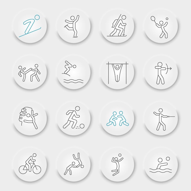 Zomer sport lijn icon set