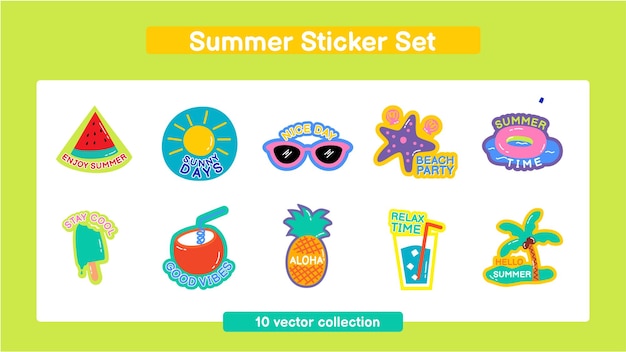 Vector zomer sticker collectie set
