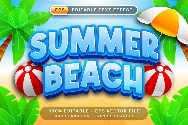 zomer strand 3d tekst effect en bewerkbare tekst effect met een strand achtergrond