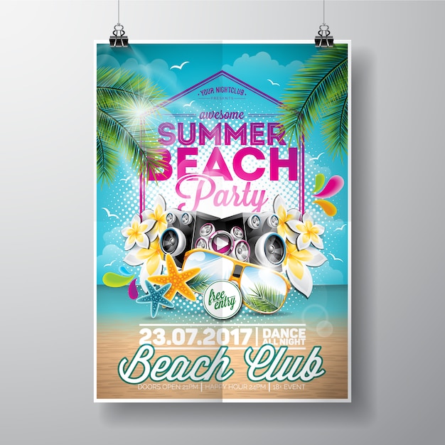 Zomer strand feest poster