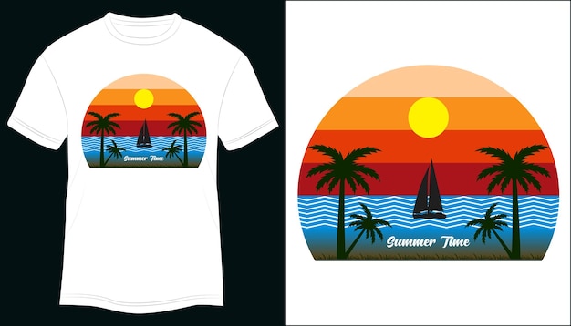 Zomer strand illustratie T-shirt ontwerp vectorillustratie