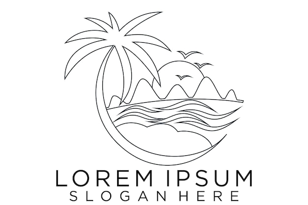 zomer strand lijn logo vector illustratie