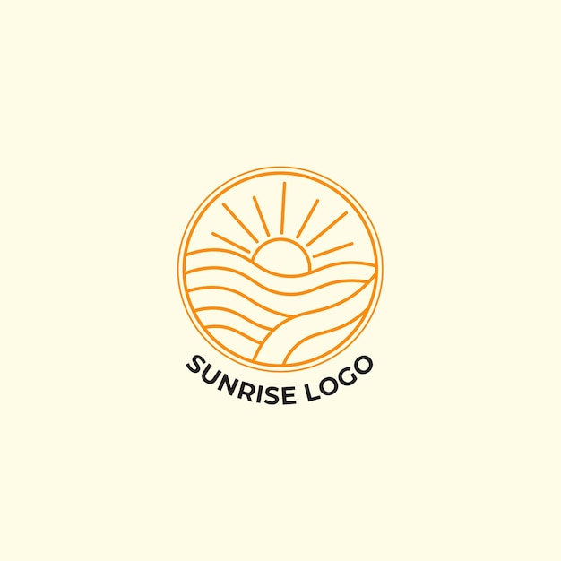 Zomer strand logo, Sunrise logo sjabloon