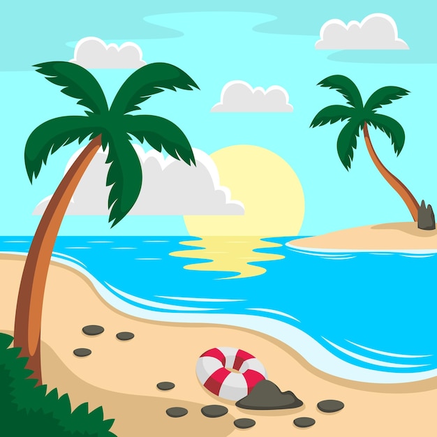 Zomer strand scène vector achtergrond
