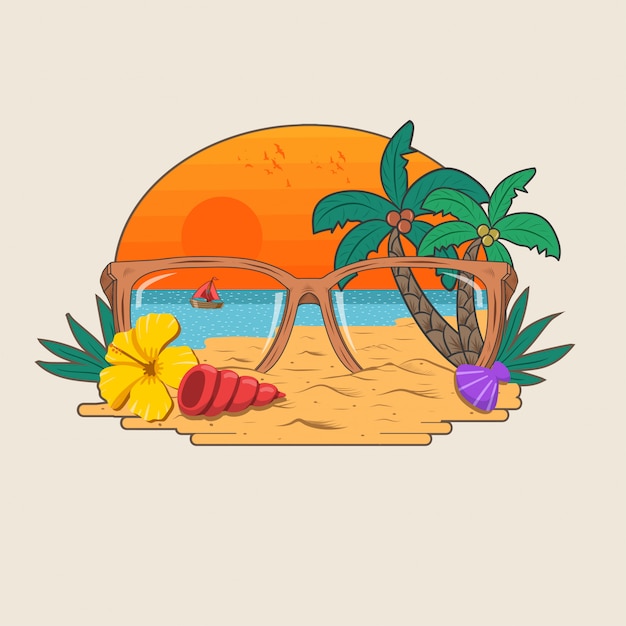 zomer strand zand en kokosnoot paradijs vector boom